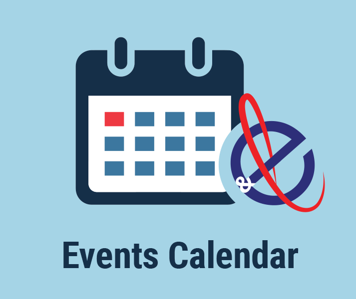 Events Calendar. Illustration of calendar with CEL logo.